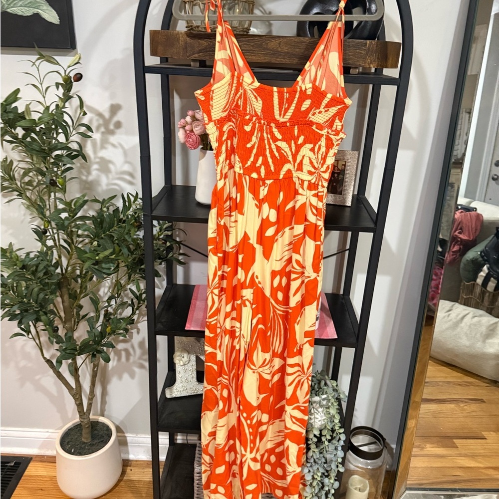 Patrons of Peace Vibrant Orange and Cream Sundress size small - Picture 7 of 8